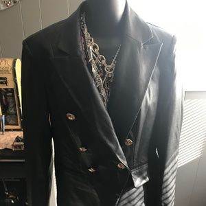 INC Faux Leather Double-Breasted Jacket